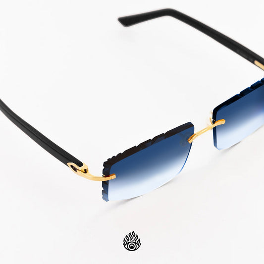 Cartier Black Acetate Glasses with Gold C Decor & Blue Lens CT0048O-002