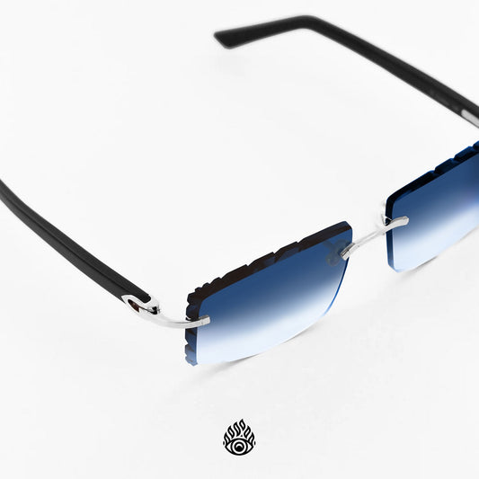 Cartier Black Acetate Glasses, Platinum C Decor & Blue Lens CT0048O-003