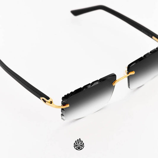 Cartier Black Acetate Glasses with Gold C Decor & Grey Lens CT0048O-002