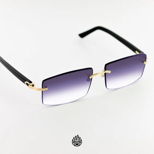 Cartier Black Acetate Glasses with Gold C Decor & Purple Lens CT0048O-002