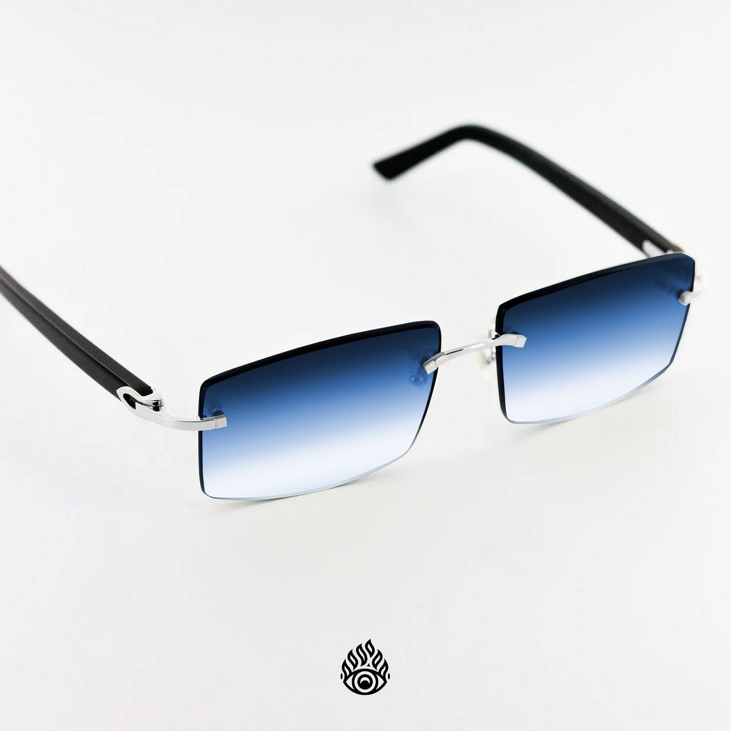 Cartier Black Acetate Glasses, Platinum C Decor & Blue Lens CT0048O-003
