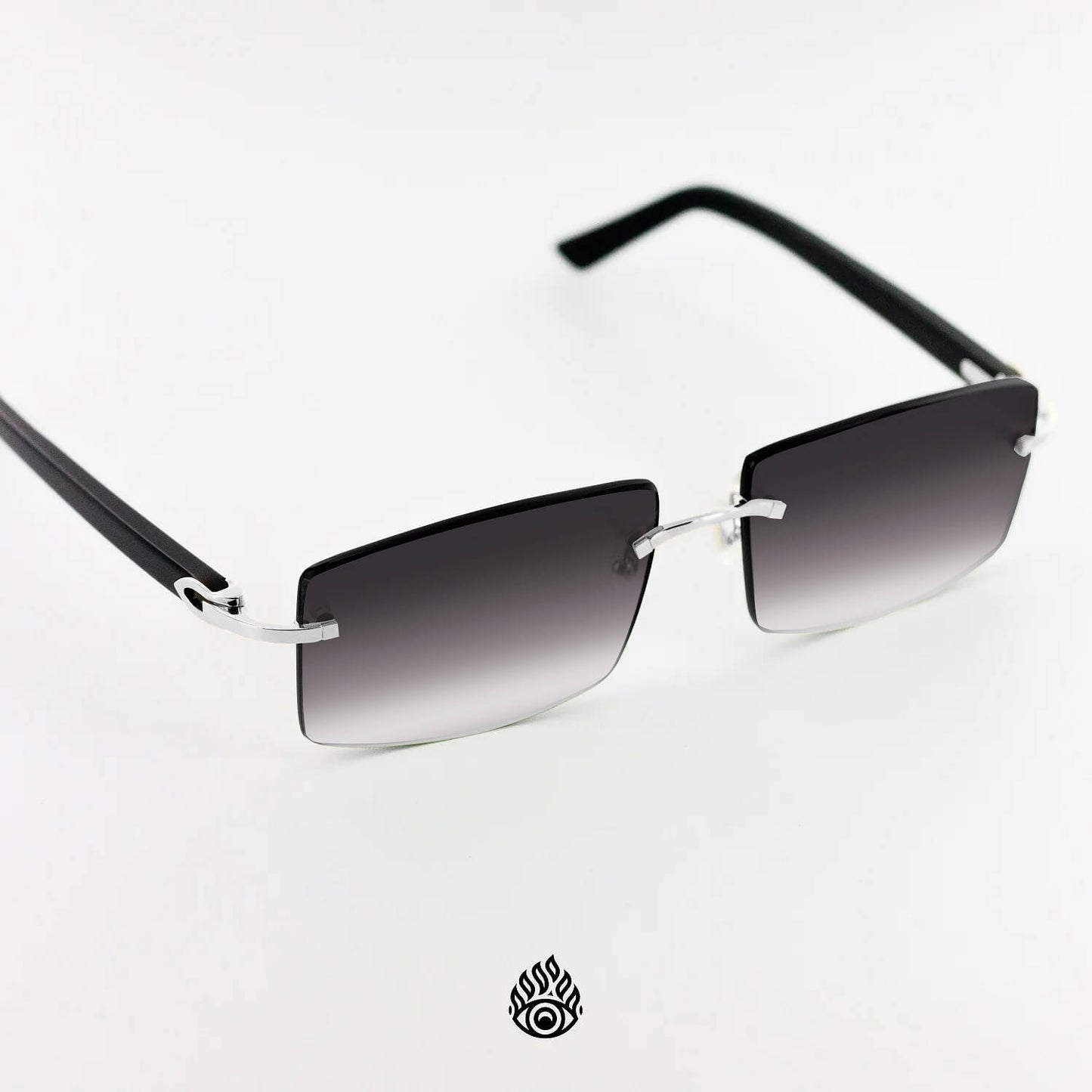 Cartier Black Acetate Glasses, Platinum C Decor & Grey Lens CT0048O-003