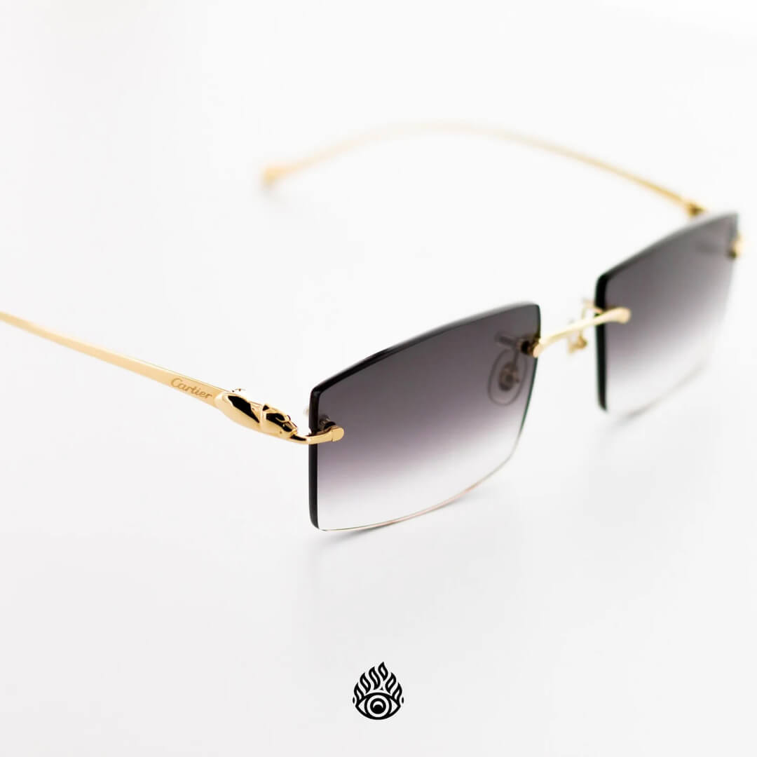 Panthère De Cartier Glasses, Gloss Gold Detail, Grey Lens CT0058O-002