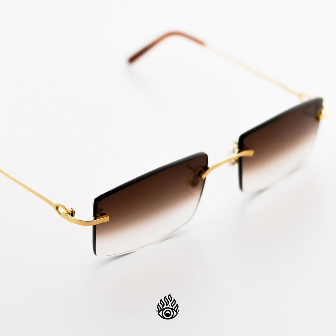 Cartier Signature C Glasses, Gold with Brown Lens CT0050O-001