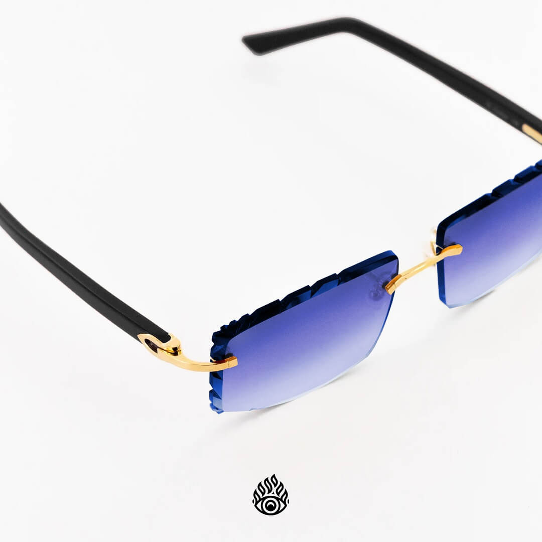 Cartier Black Acetate Glasses with Gold C Decor & Blueberry Lens CT0048O-002