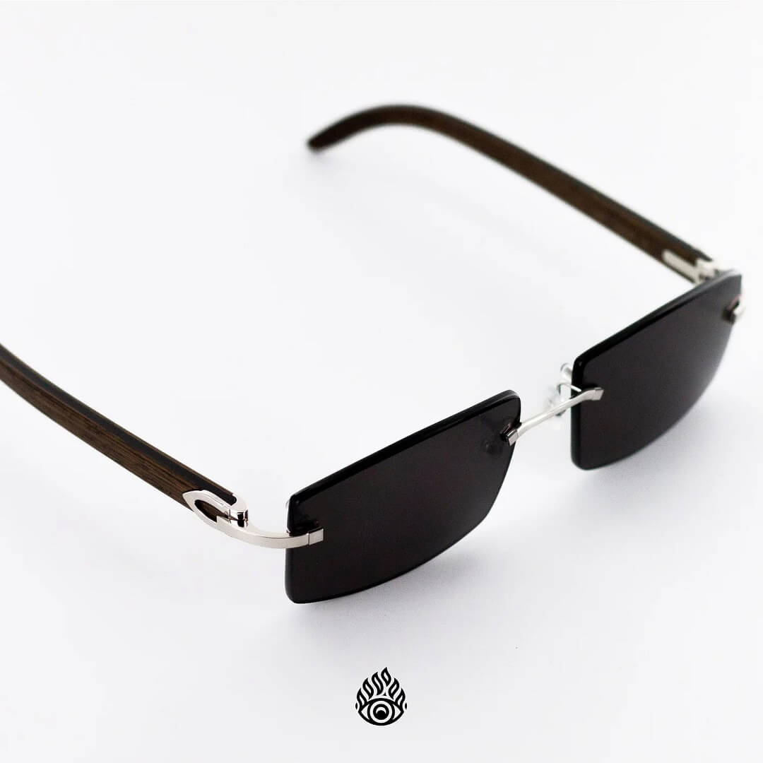 Cartier Dark Wood Glasses with Platinum C Decor and Blackout Lens CT0052O-004