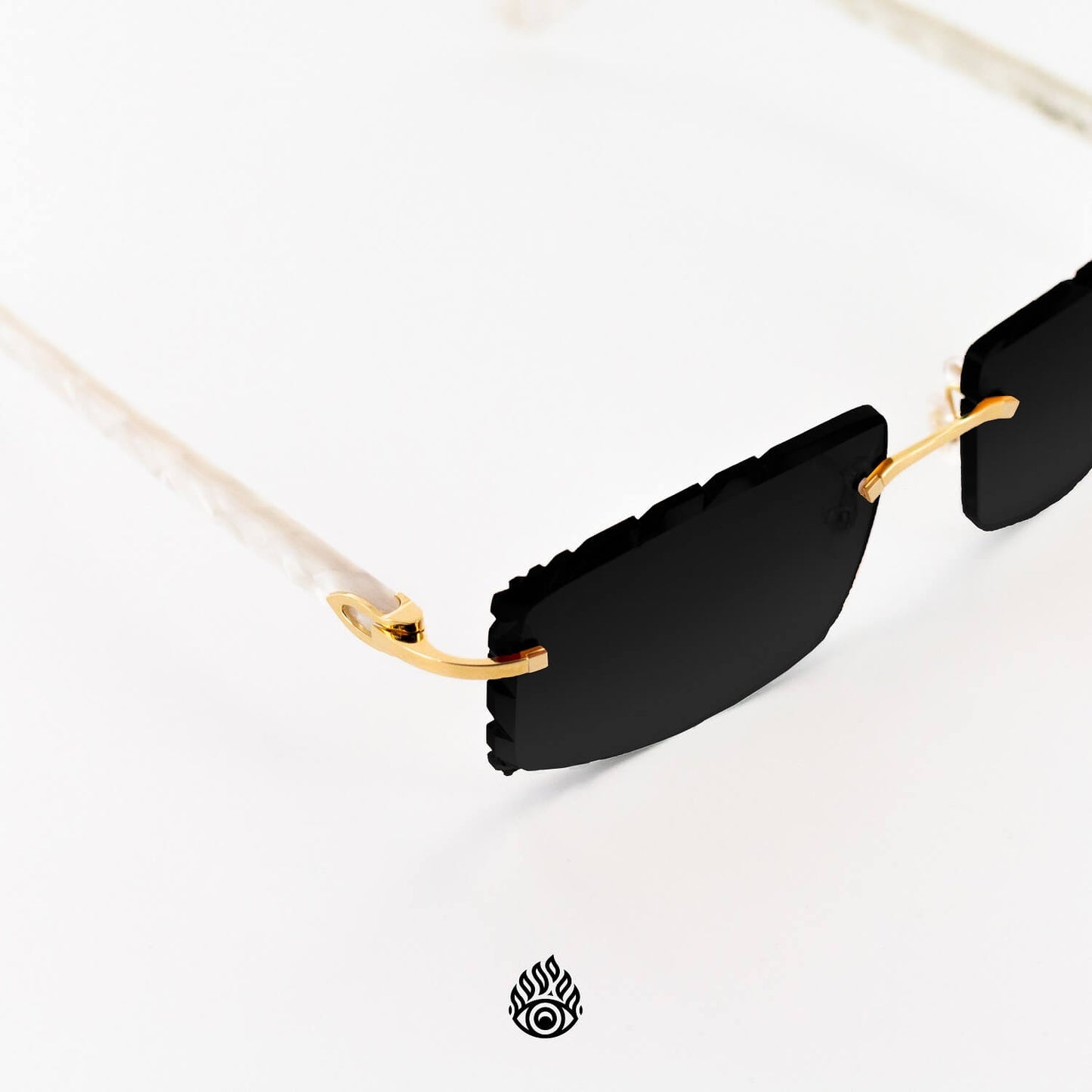 Cartier White Acetate Glasses with Gold C Decor & Blackout Lens CT0056O-002