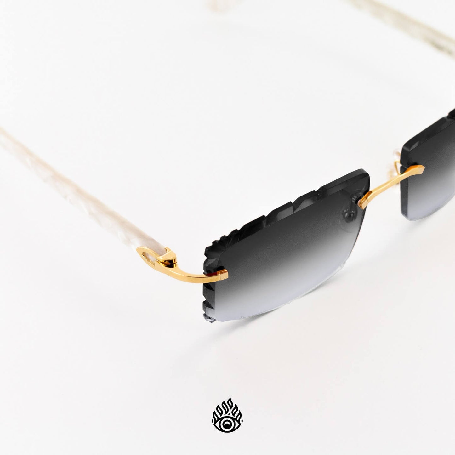 Cartier White Acetate Glasses with Gold C Decor & Grey Lens CT0056O-002