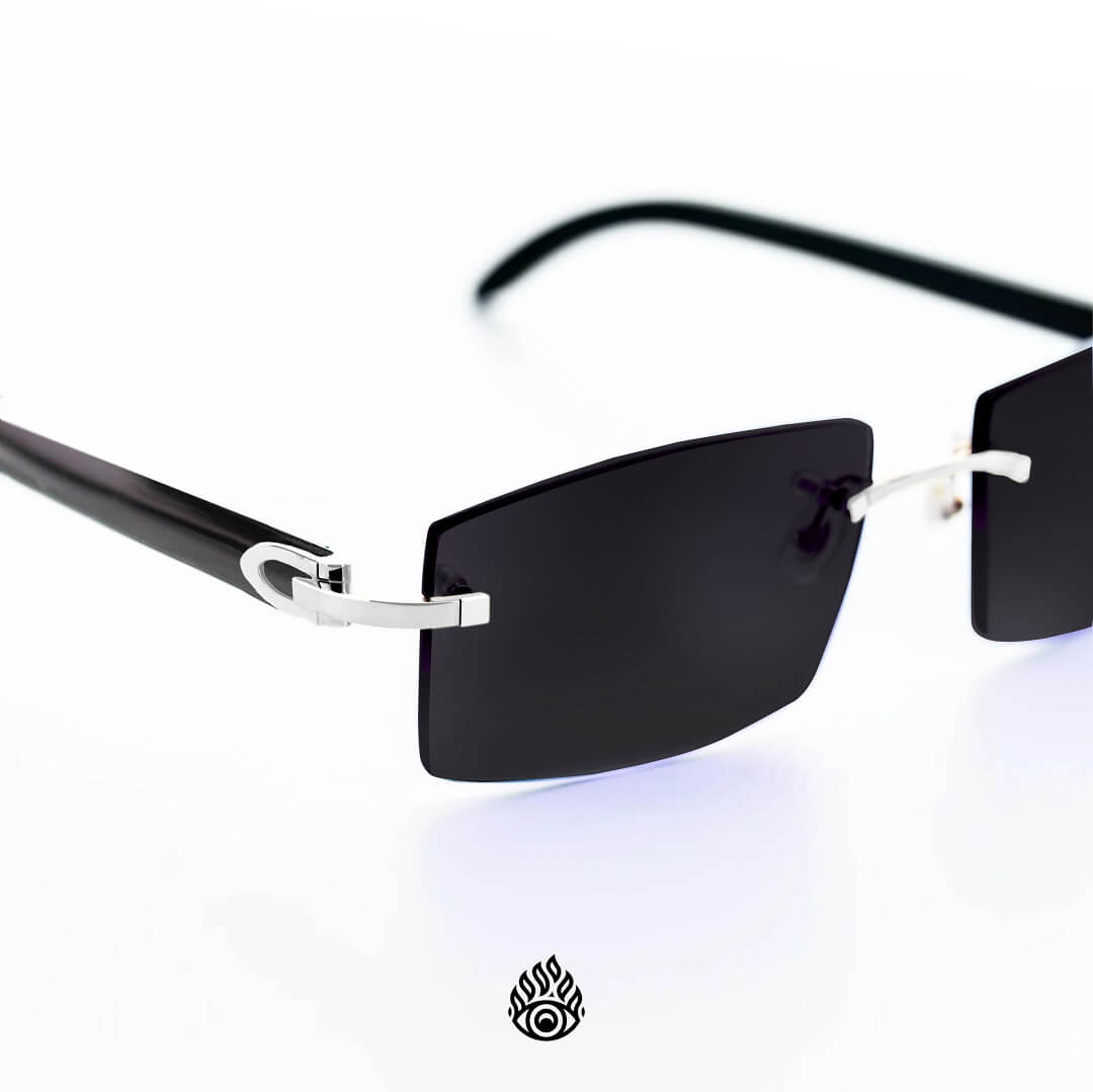 Cartier Black Horn Glasses, Platinum Detail, Blackout Lens CT0049O-002