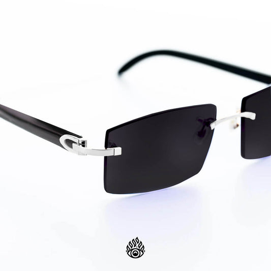 Cartier Black Horn Glasses, Platinum Detail, Blackout Lens CT0049O-002