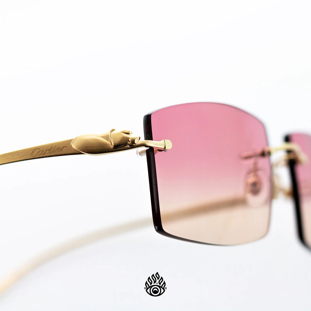Panthère De Cartier Glasses with Gold Detail & Sunset Lens CT0058O-002